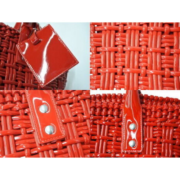 BALENCIAGA Bistro Basket Bag handbag tweed red enamel - Picture 6 of 8